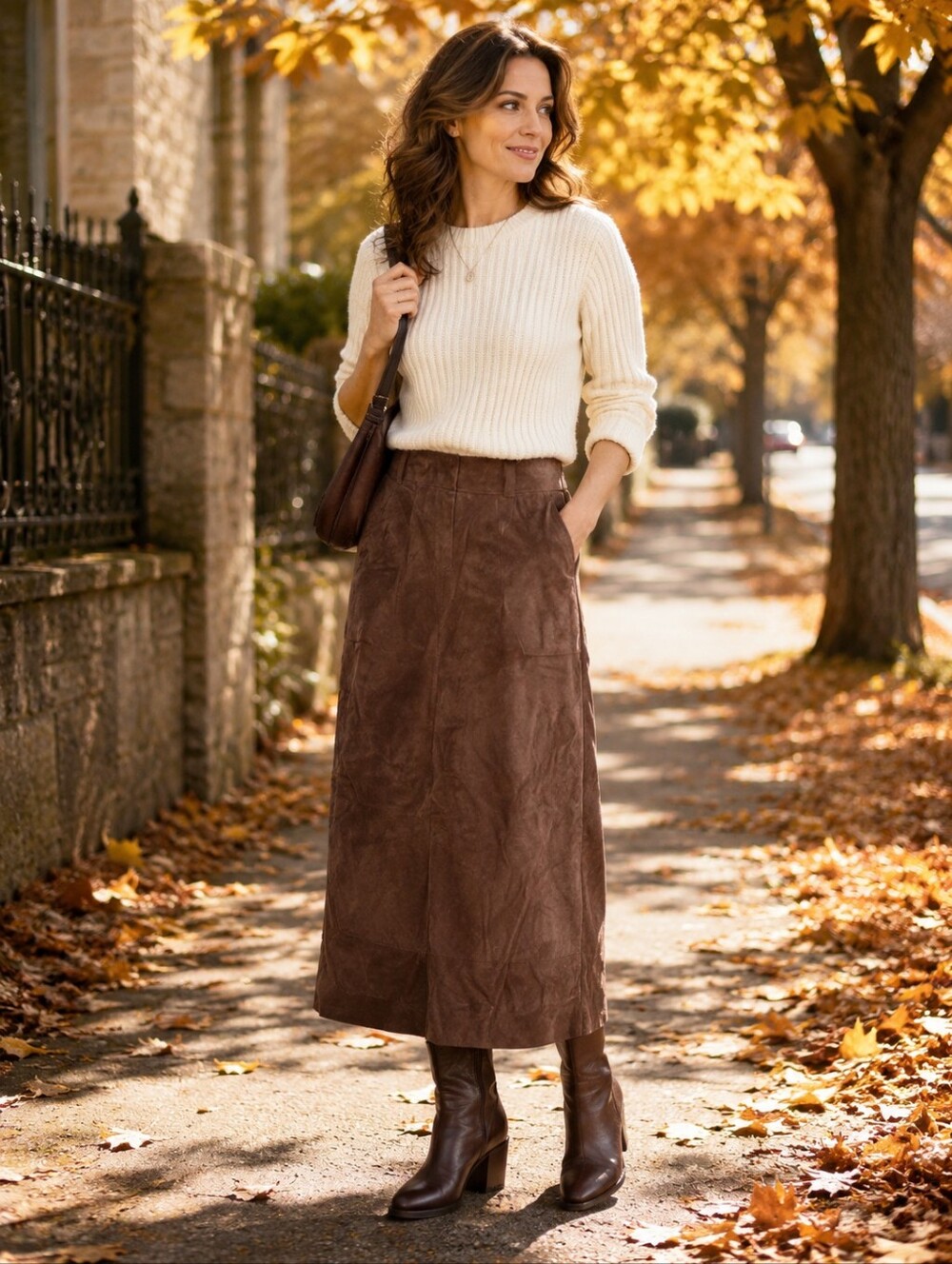 ∆ Forenza Vintage Maxi Suede Leather Skirt -Size 3/4